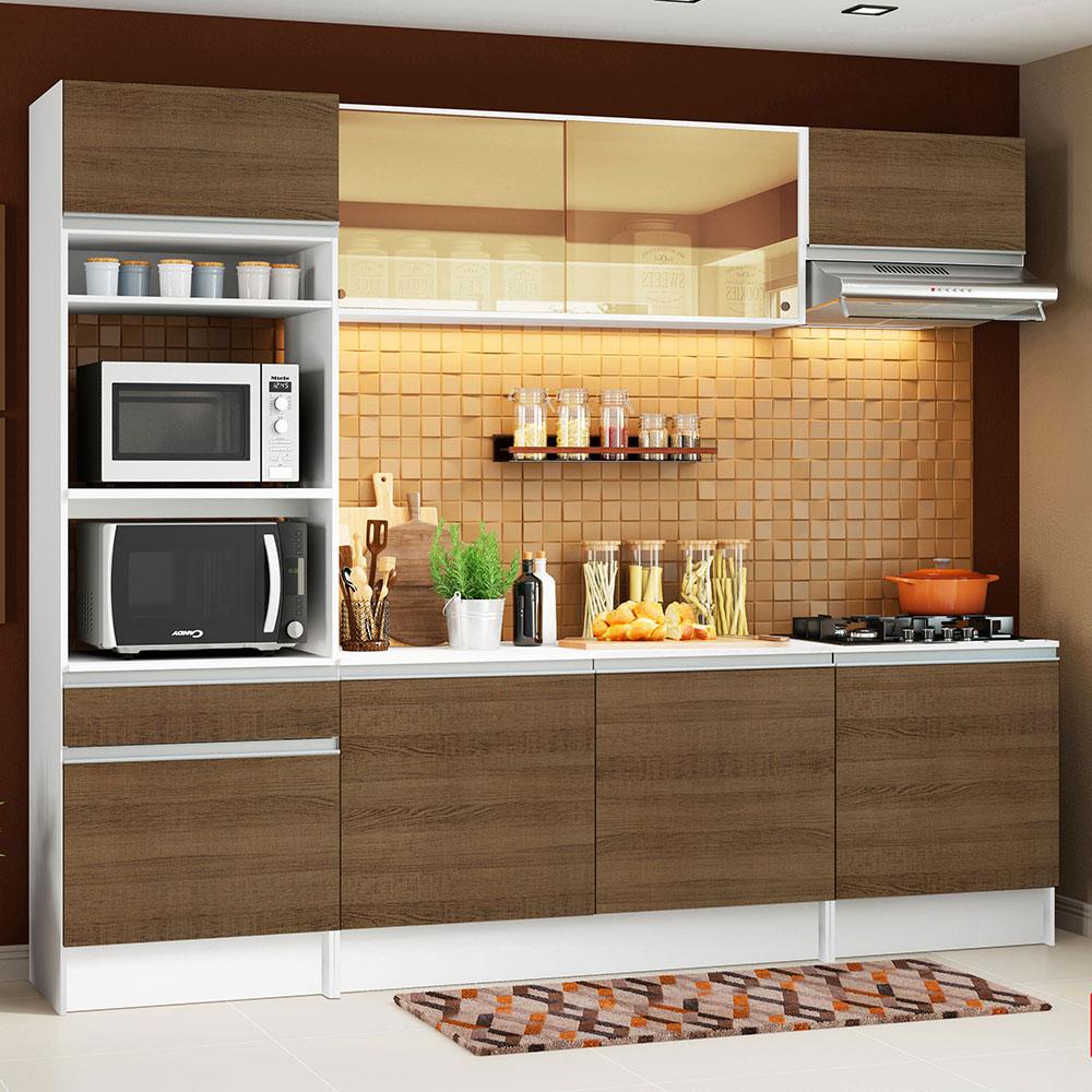 Armário de Cozinha Completa com Balcão e Tampo Branco/Rustic Madesa Diamante