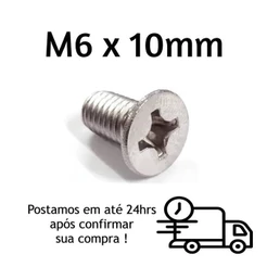 Parafuso Chato Phillips M6 X 10mm Inox