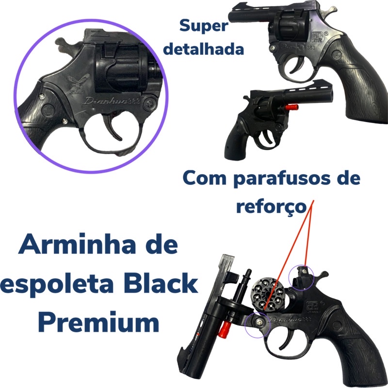 brinquedo arminha de espoleta black premium reforçada - Escorrega o Preço