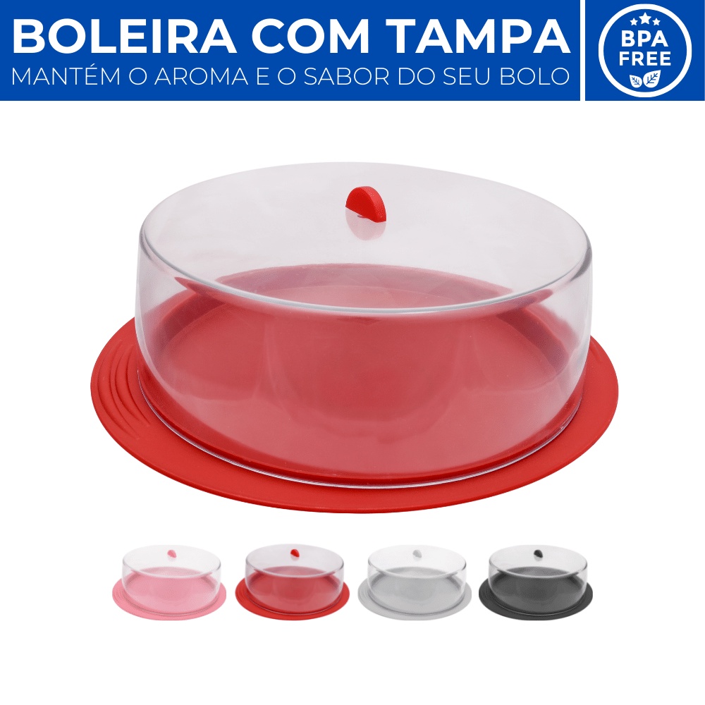 Boleira c/ Tampa Plastica Bolos Doces Gourmet Decoracao 30cm