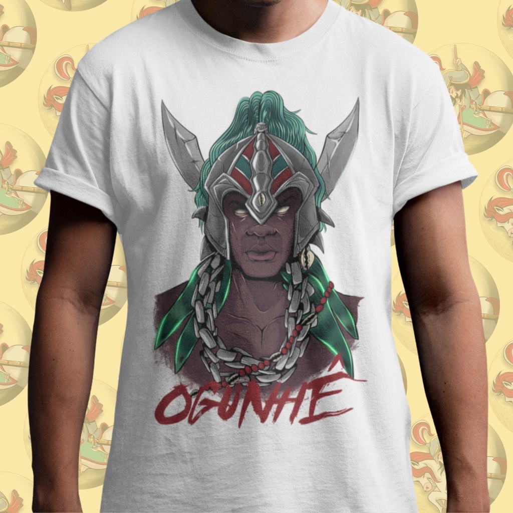 Camiseta Premium Religiosa Umbanda Orixá Ogum Ogunhê Algodão 30.1 Arte 041.1