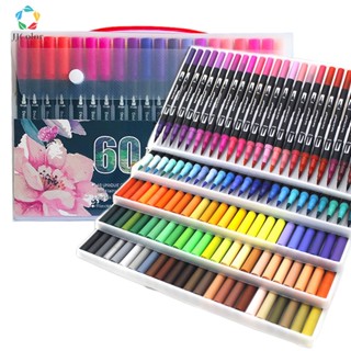 Kit Caneta Brush Pen Ponta Dupla 12/24/36/48/60 Marcadores Coloridos Para Desenho Material De Arte Artigos Papelaria