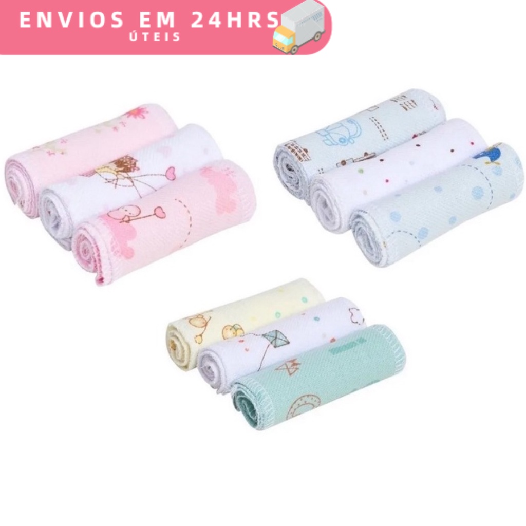 Kit com 3 Unidades de Faixa Umbilical para Bebê Flanelada - 100% Algodão