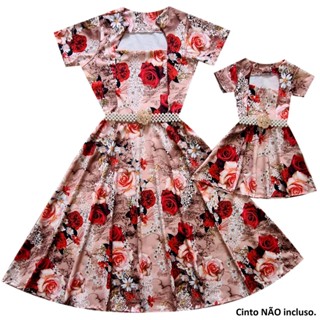 Vestidos Tal Mãe Tal Filha Godê Midi Moda Evangélica Cristã