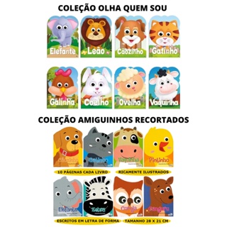 Kit Amiguinhos Recortados + Olha quem sou | 16 livros com Histórias Infantis | Fazendinha Animais Bichinhos Crianças em Oferta na Shopee