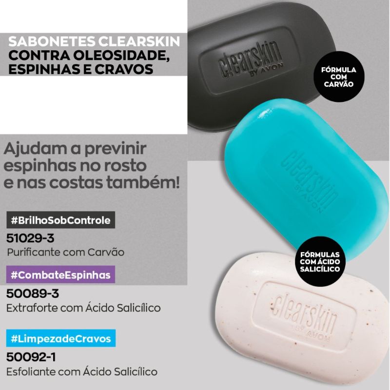Sabonete Facial Limpeza Avon Clearskin para Espinhas/ Cravos e ...