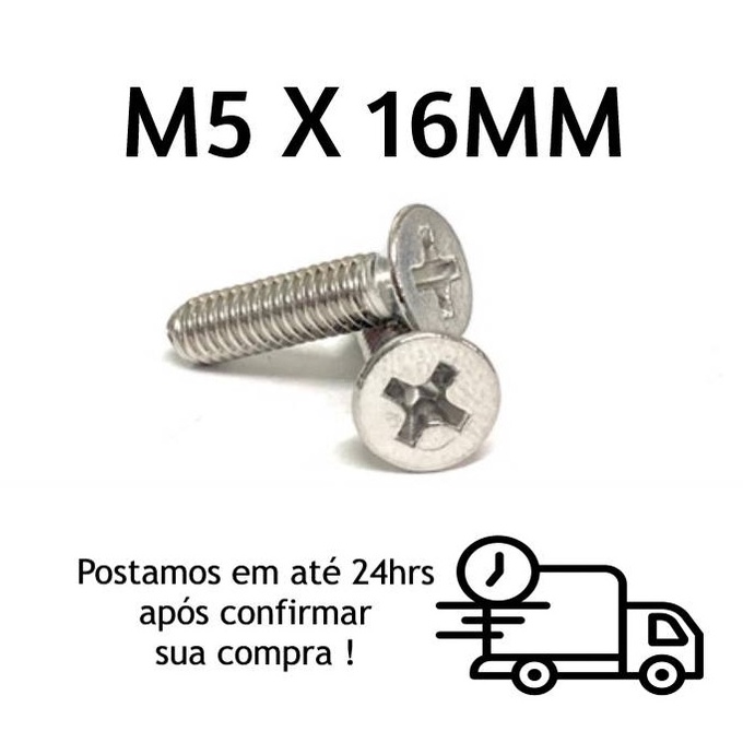 Parafuso Cabeça Chata Phillips M5 X 16mm Inox
