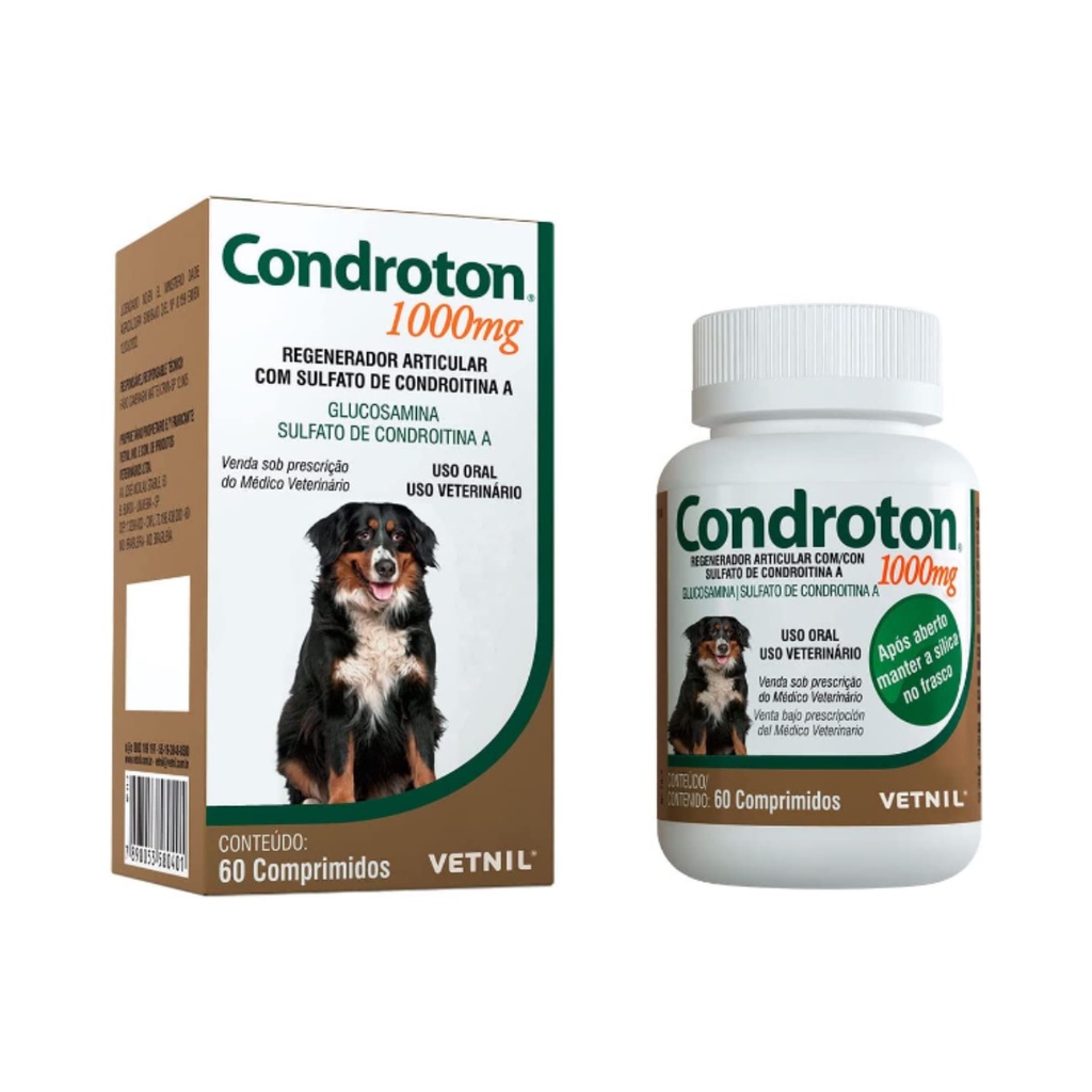 Condroton 1000mg Suplemento Com 60 Comprimidos Regenerador Articular Para Cães Vetnil em Oferta na Shopee