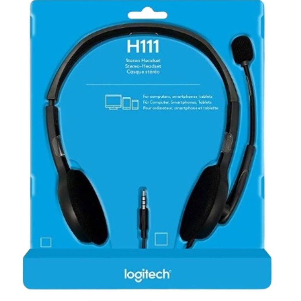 Fone De Ouvido Headset Com Microfone P3 Logitech H111 Cinza