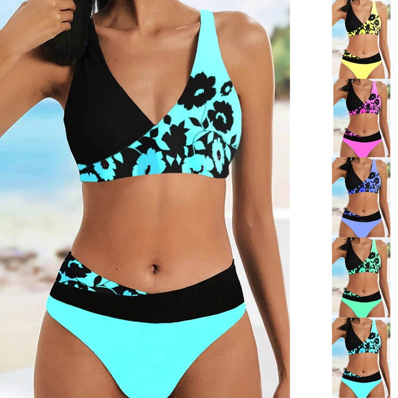 lazer diário biquini feminino plu size Azul Verde Rosa com bojo cintura alta biquine novo estoque