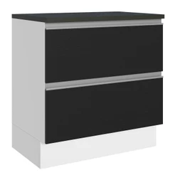 Balcão Armário de Cozinha 100% MDF 80cm 2 Gavetas Branco/Preto Acordes Madesa