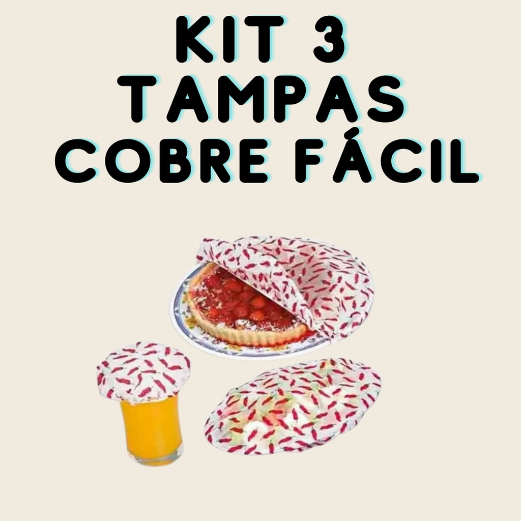 Kit 3 Tampas Cobre Fácil Copo Travessa Tigela 3 Tamanhos Diferentes Estampas Sortida Envio Imediato