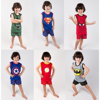 pijama infantil regata heróis conjunto infantil REGATA roupa de dormir infantil camiseta em Oferta na Shopee