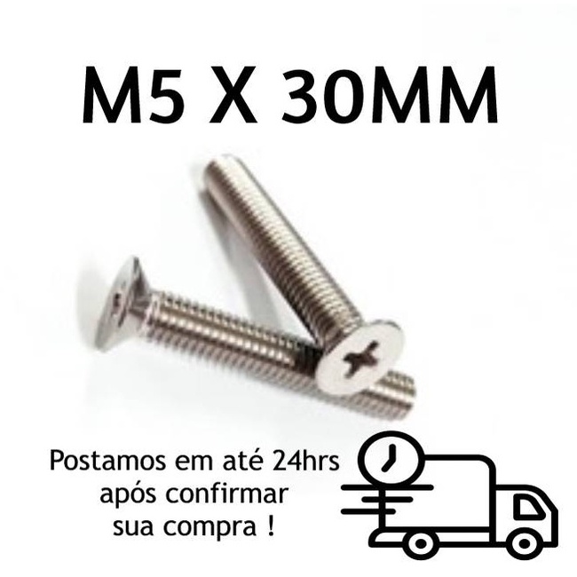 Kit Parafuso M5x30mm + Arruela + Porca M5 Inox M5 X 30mm Inox