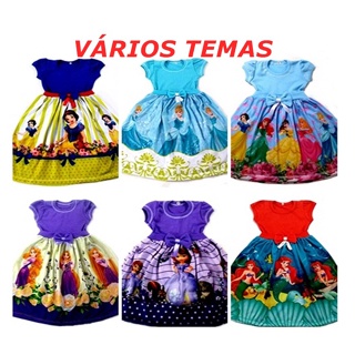 Kit com 2 vestidos infantil personagem temático Brasil festa aniversário Escolha o tema em Oferta na Shopee
