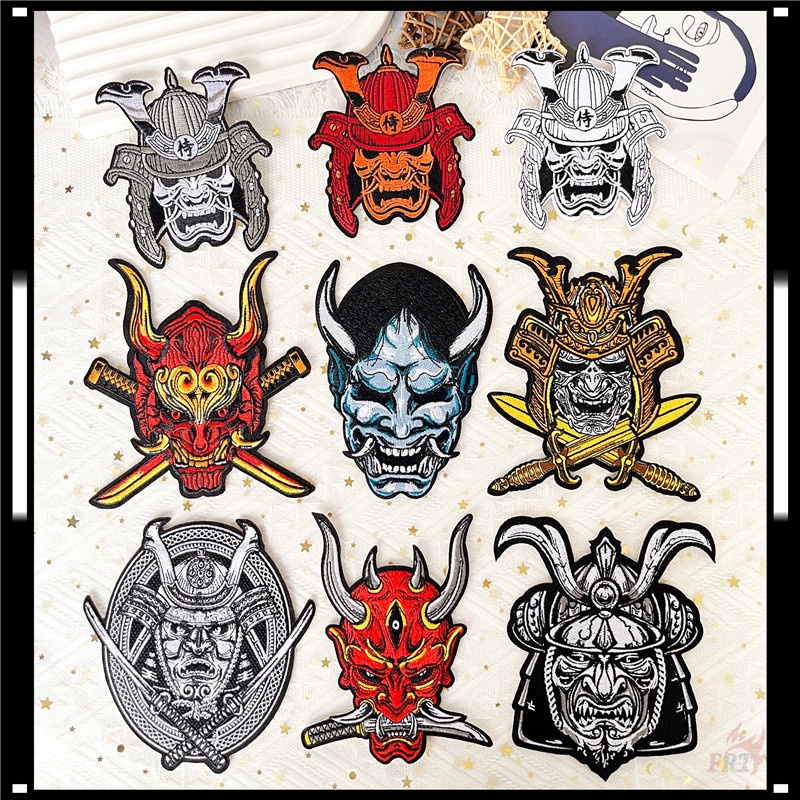 Bushido-Patch Guerreiro Japonês 1Pc Samurai & Hannya Máscara DIY Costurar Em Patches De Ferro Sobre Crachás