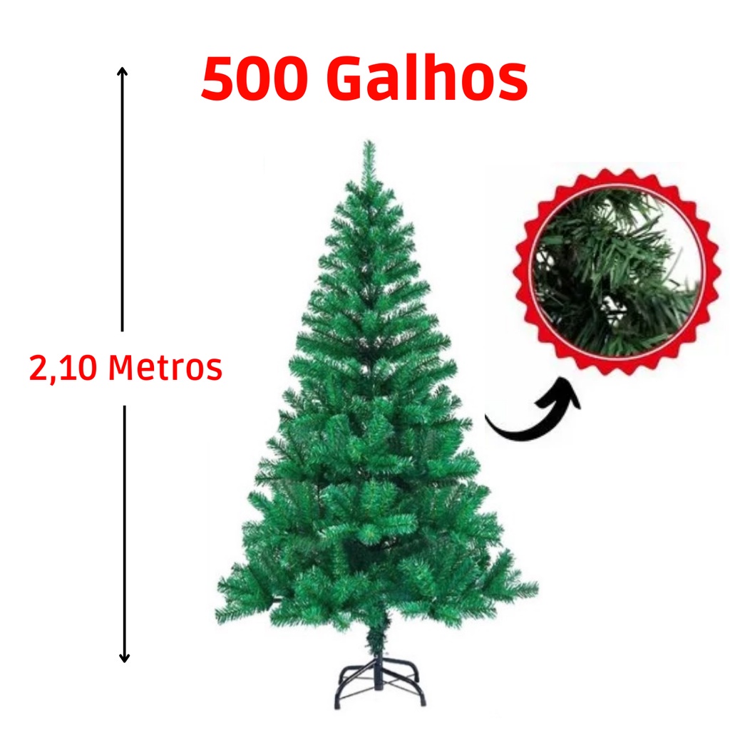 Árvore De Natal Grande 2,10 Metros Arvore Natal 500 Galhos Natal Decoração  Verde Pinheiro | Shopee Brasil
