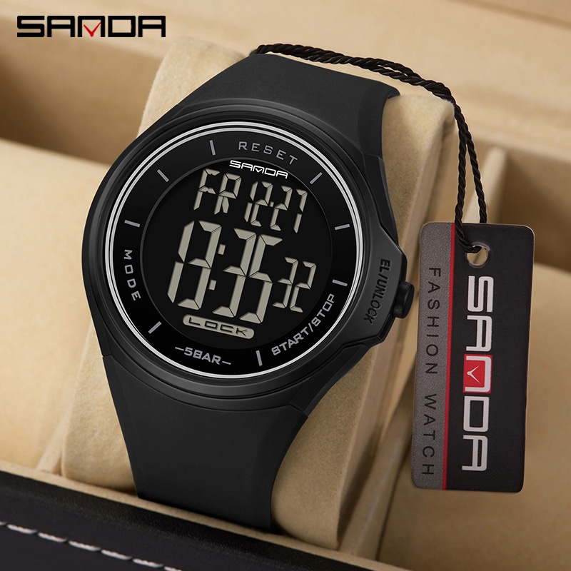 Sanda Fashion Personality Digital Calendário Jovem Adulto Esportes Ao Ar Livre Impermeável Relógio Quartzo SD2131