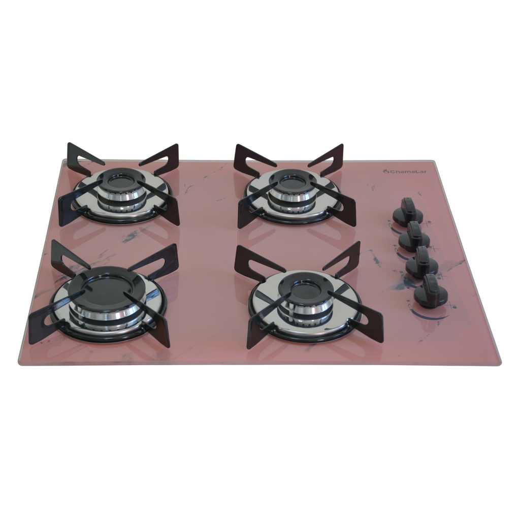 Fogão Cooktop Premium Gás 4 Bocas Ultra Chama 127v/220v Marmorizado Rosa