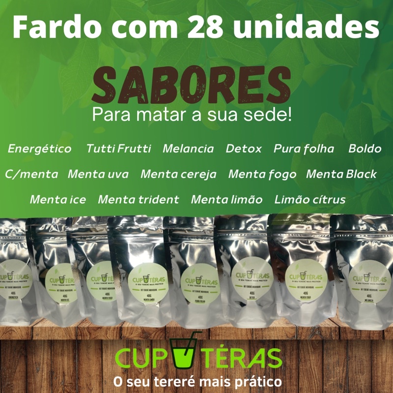 Cup Teras tereré descartável fardo com 28 unidades sendo 2 sabores de cada