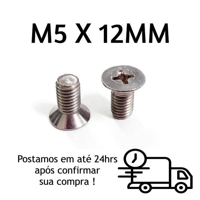 Parafuso Cabeça Chata Phillips M5 X 12mm Inox