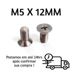 Parafuso Cabeça Chata Phillips M5 X 12mm Inox