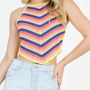 Blusa cropped bico com amarração