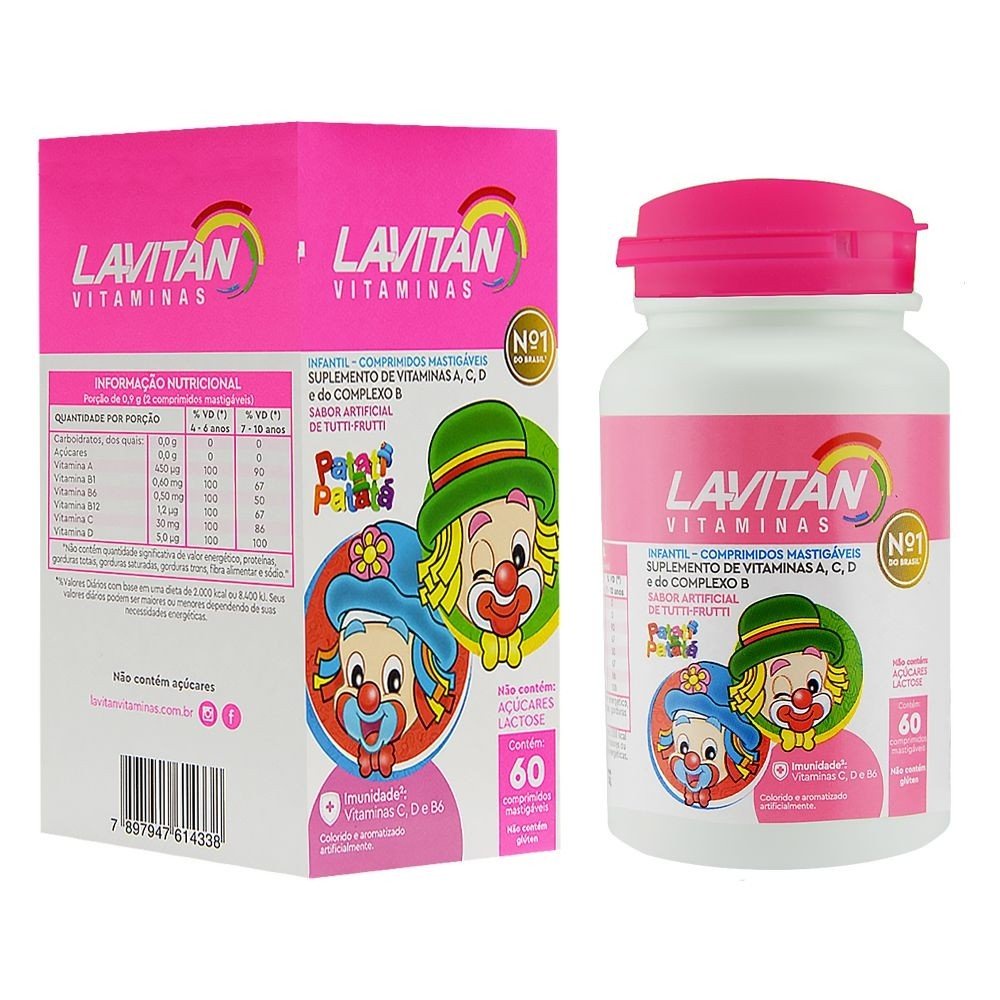 Suplemento Vitamínico Infantil Lavitan Tutti-Frutti 60 comprimidos