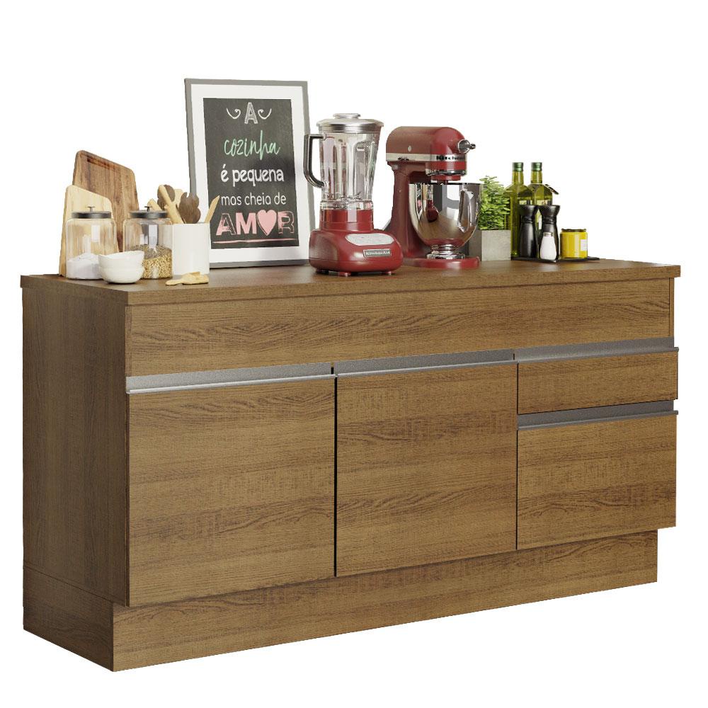 Balcão de Pia Armário de Cozinha 150 cm 2 Portas e 2 Gavetas (Com Tampo) Rustic Glamy Madesa em Oferta na Shopee