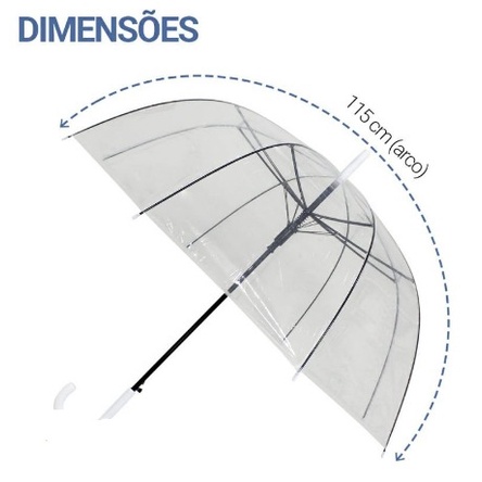 Guarda Chuva Grande Transparente Automático PVC Reforçado Eventos Decoração