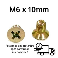 Parafuso Chato Phillips M6 X 10mm Bicromatizado