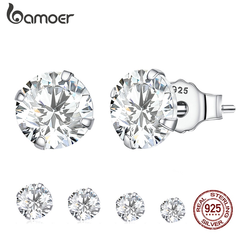 Bamoer Brincos De Prata Esterlina 925 Tarraxa De Zircônio Para Mulheres em Oferta na Shopee