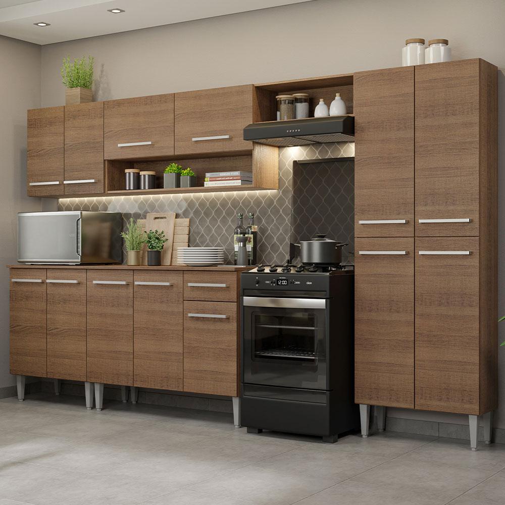 Cozinha Completa Madesa Emilly 293001 com Armário e Balcão - Rustic - Home & Living