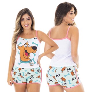 Baby Doll Feminina Adulto Estampado Fresco Short Curto Verão Malha Minnie Su