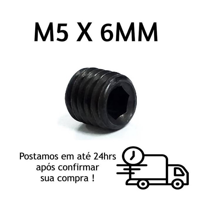 Parafuso Sem Cabeça Allen Oxidado Preto M5 X 6mm