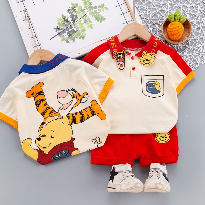 Roupas De Verão Para Meninos Bebês Conjuntos De Crianças Desenho Animado Winnie The Pooh And Tigger Camiseta De Manga Curta + Shorts Infantis em Oferta na Shopee
