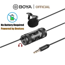 BOYA BY-M1 Pro II Microfone de Lapela Omnidirecional com Monitoramento por Fone para Celular Câmera PC Vlog Live
