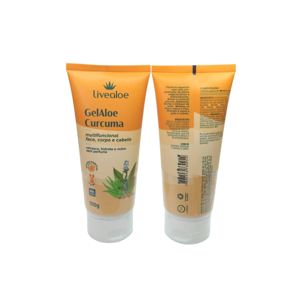 GEL ALOE CURCUMA LIVEALOECUIDADO FACIAL CORPORAL E CABELOS