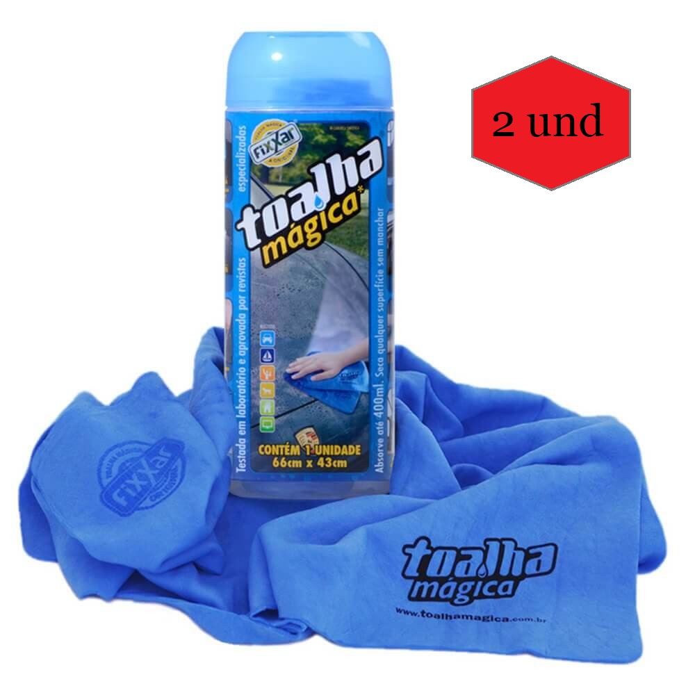 2 Unidades da Toalha Mágica Multiuso Secagem Fixxar Original