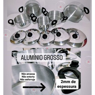 Jogo Conjunto de Panelas Alumínio GROSSO BRILHO ESPELHADO 5pçs Super Resistente Alta Qualidade!