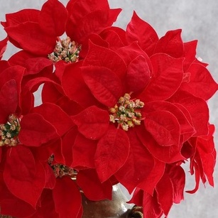 Buquê Bico de Papagaio Artificial 5 Flores,Flor de Natal Vermelha P/Decoração, Arranjos, Festas, Casa e árvore de natal