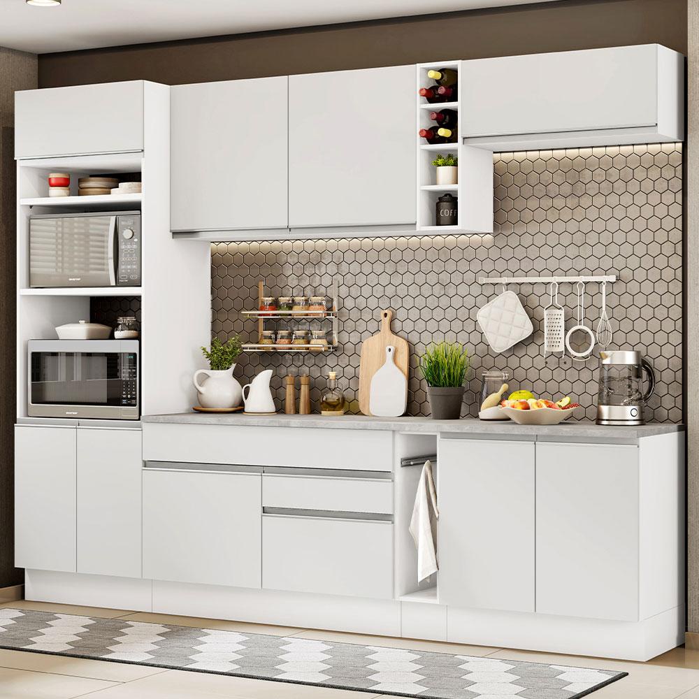 Cozinha Completa Madesa Vicenza com Armário e Balcão + Tampo - Branco - Home & Living