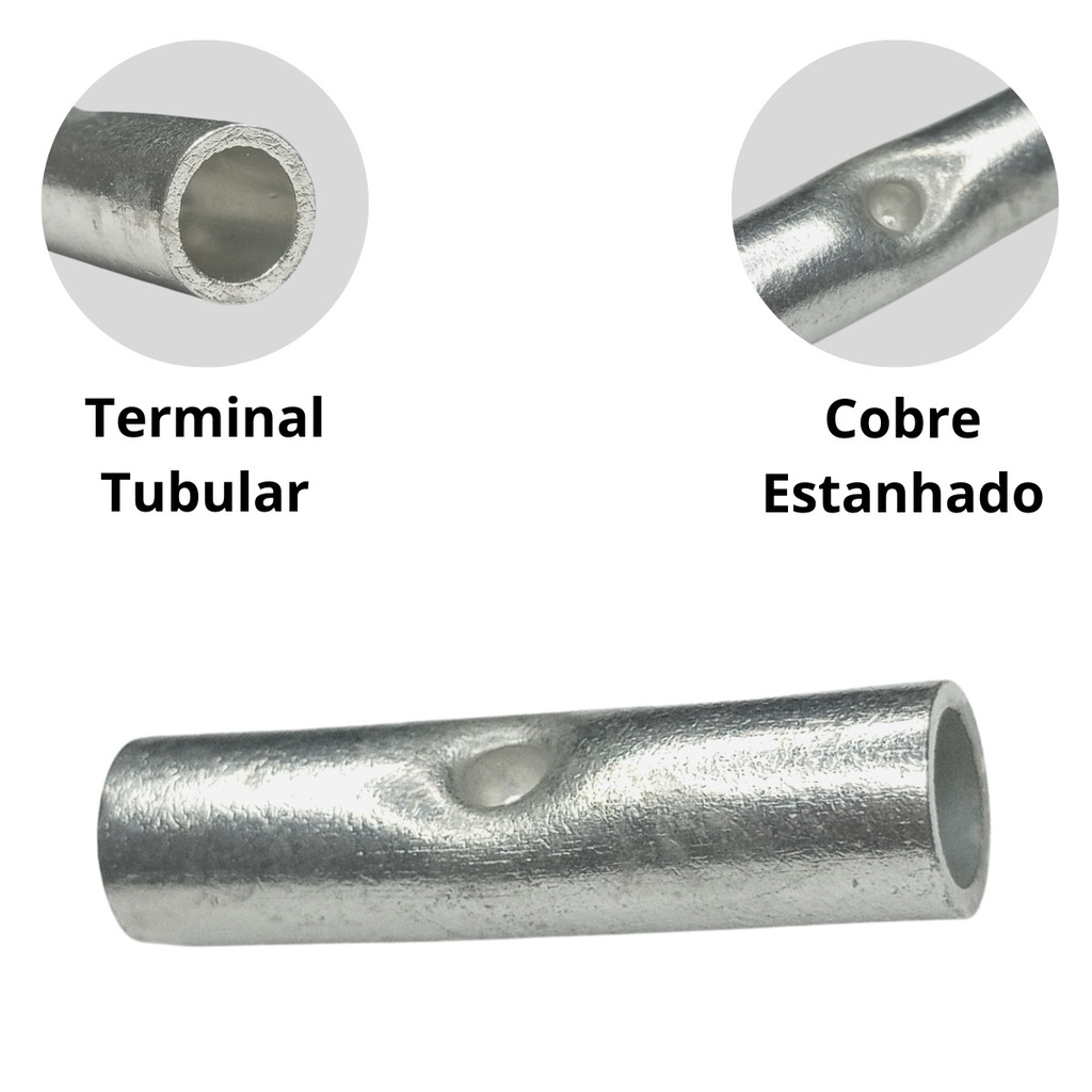EMENDA TERMINAL TUBULAR COMPRESSÃO LUVA 10MM² 24MM UNIDADE · foto 2