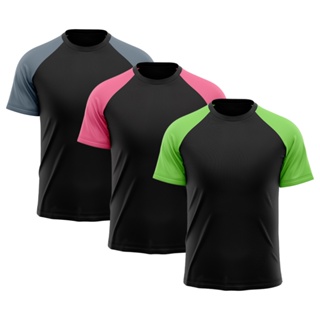 Kit 3 Camisetas Masculina Raglan Dry Fit Proteção Solar UV Básica Lisa Treino Academia Passeio Fitness Ciclismo em Oferta na Shopee