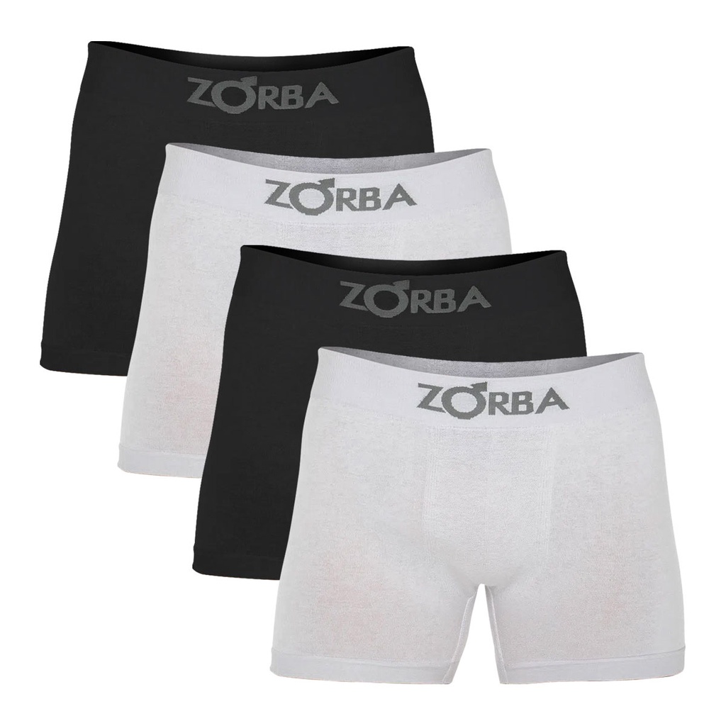 Kit com 4 Cuecas Boxer sem Costura Algodão Zorba