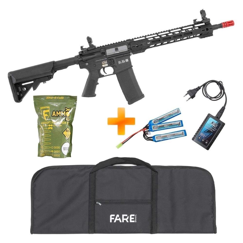 Combo Rifle de Airsoft Specna Arms M4 Carbine Long MLok SAC14 Black