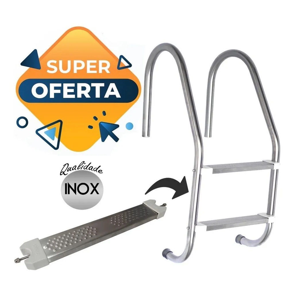 Escada Inox Piscinas 2 Degraus