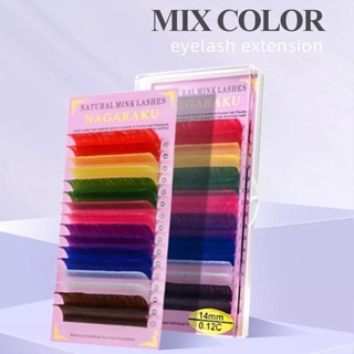 Cílios Nagaraku Coloridos Mix De Cores 0.07D Extensão Alongamento Cílios Volume Russo Mink Carnaval em Oferta na Shopee