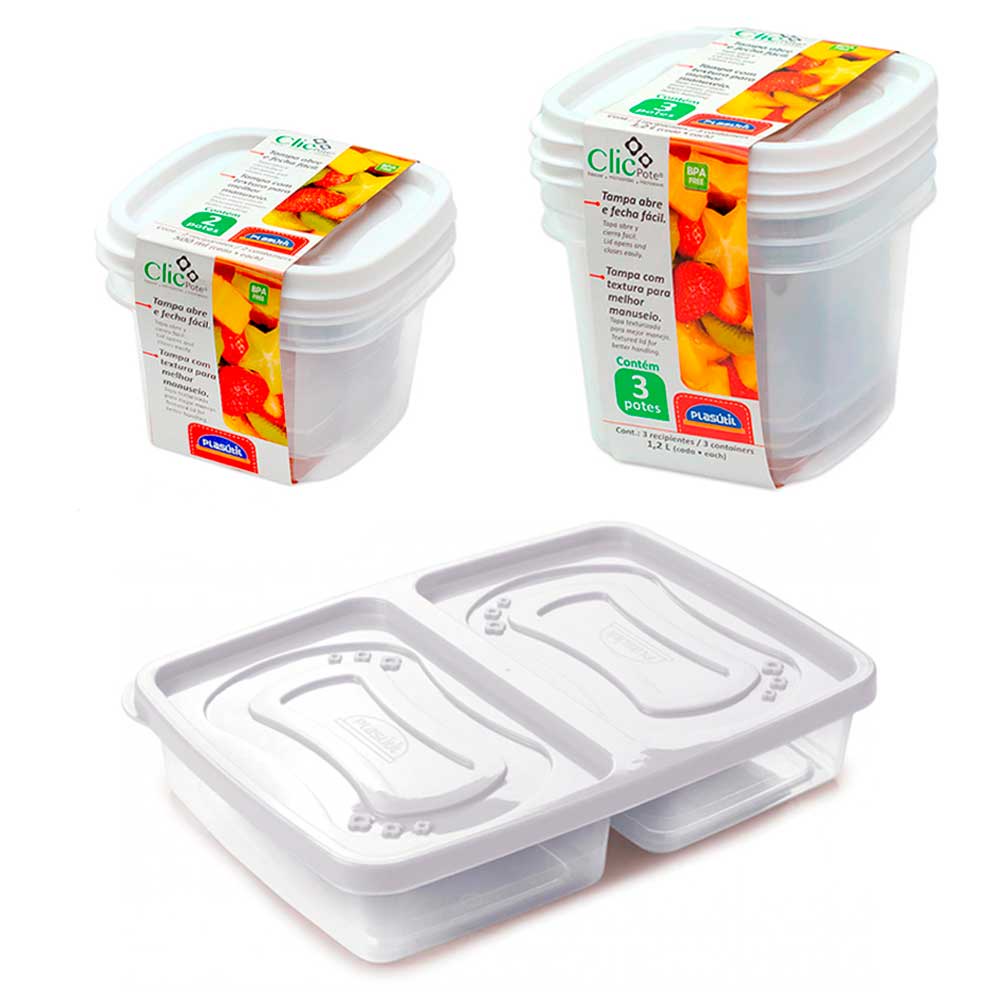 Kit 6 pote com tampa marmita comida fitness lanches frutas queijo porta frios vasilha alimentos mantimentos geladeira freezer microondas tapuer tapauer