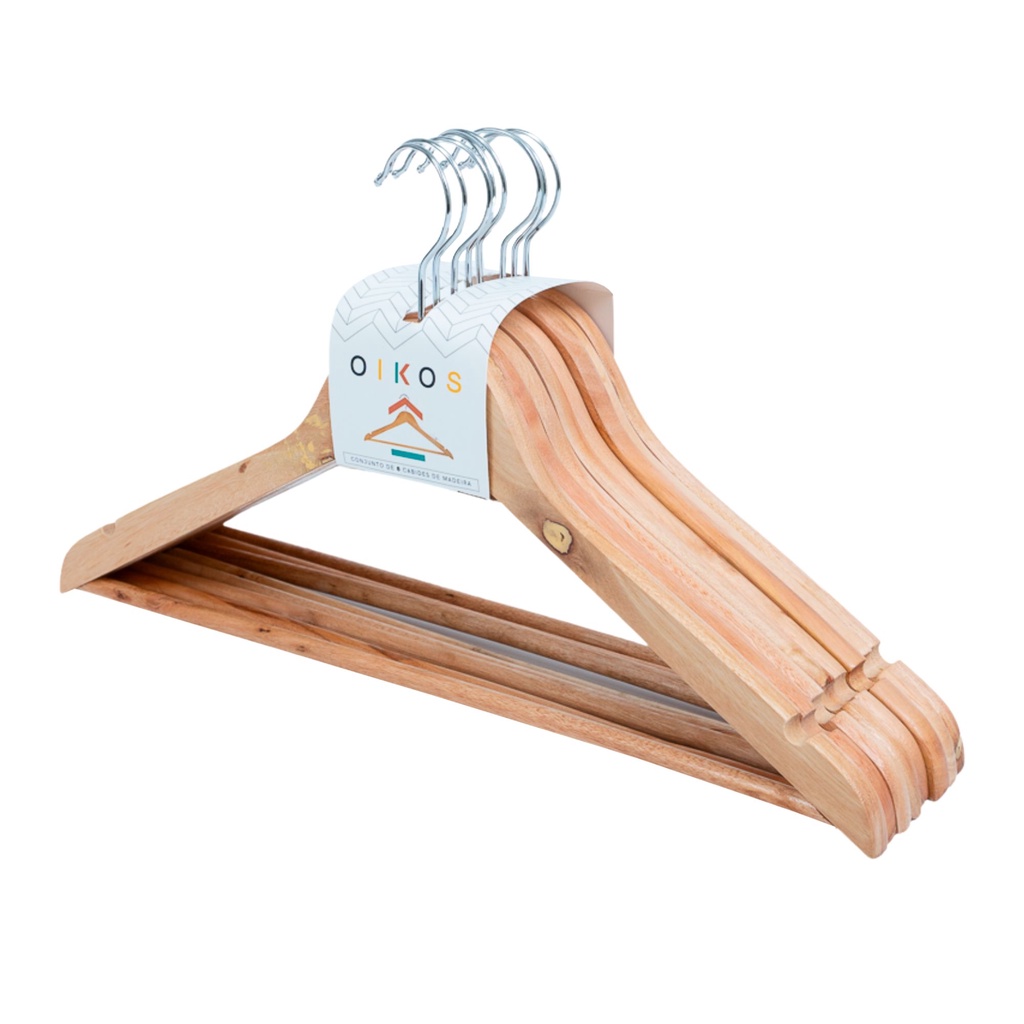 Conjunto de cabides de madeira 8 Pçs - Oikos